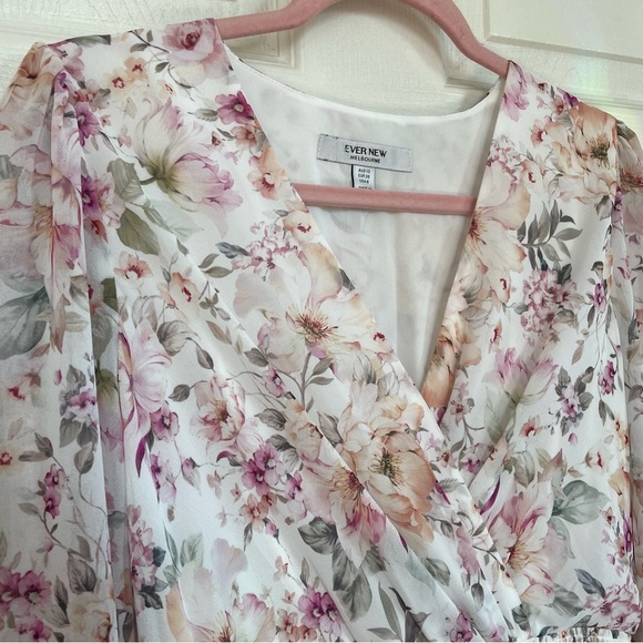 H&M | Size 6 - Candice Layered Floral knee length flowy slip on Midi sun Dress - Picture 5 of 5